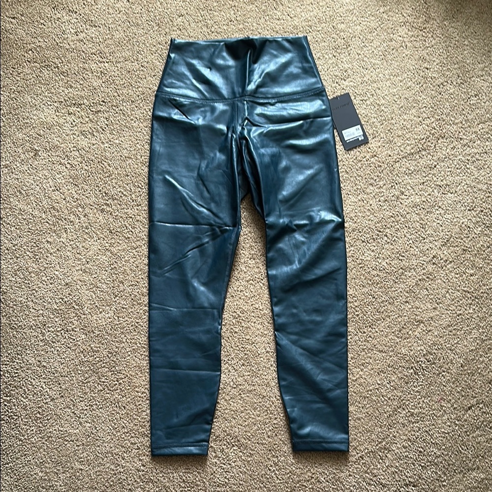 90 Degree By Reflex Arctic Navy Faux Leather Leggings